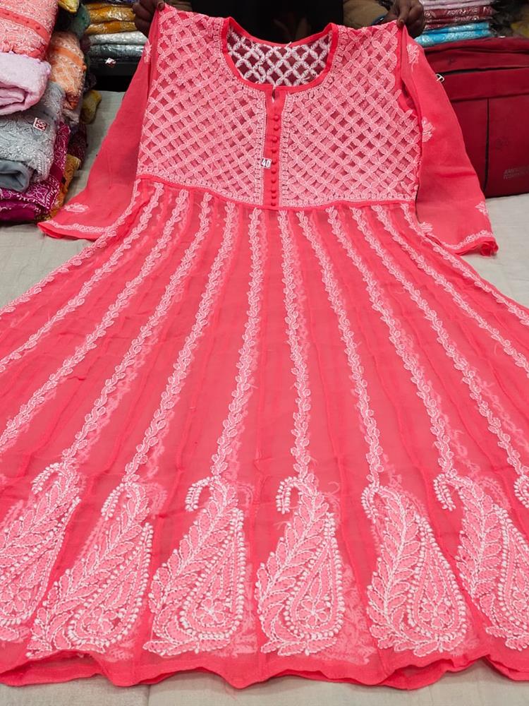 Chikankari Yog Anarkali Kurti 