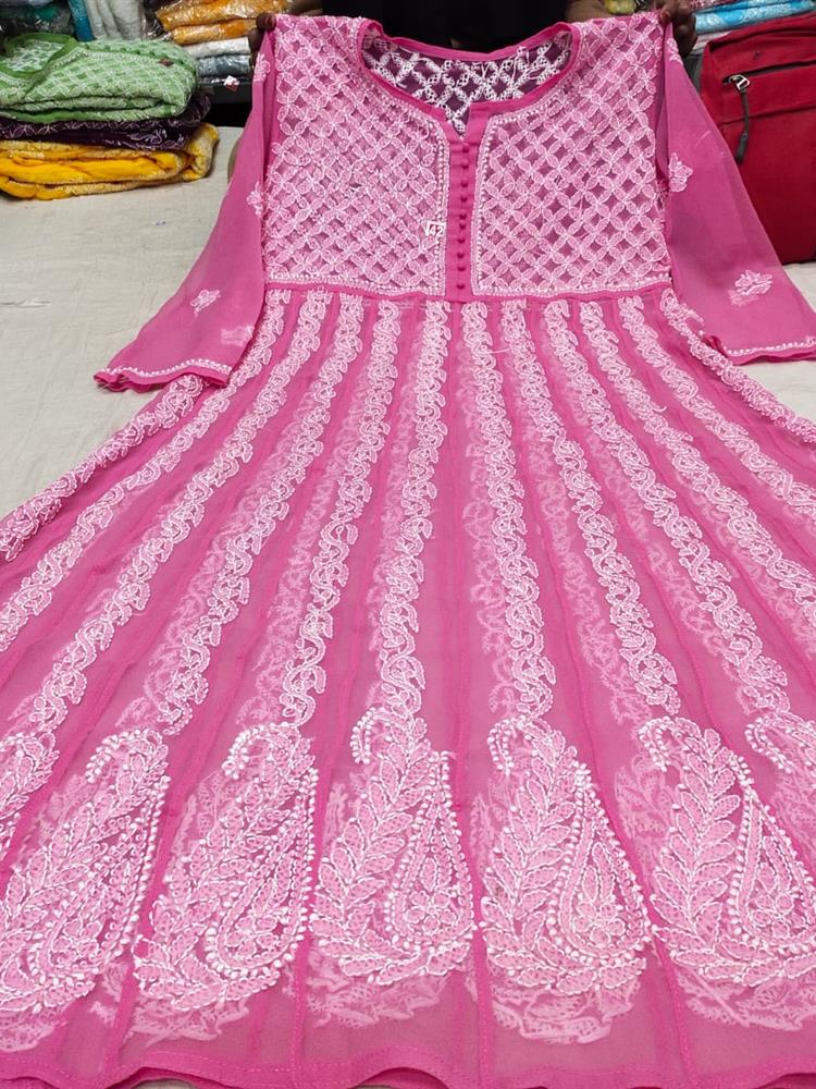 Chikankari Yog Anarkali Kurti 