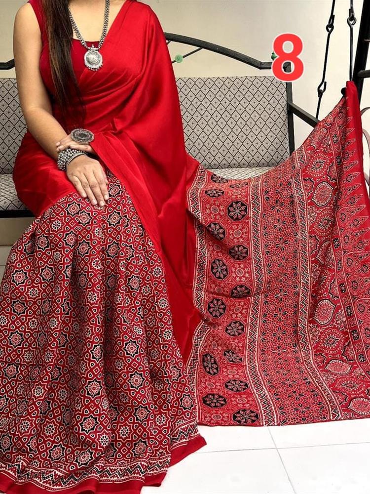 Ajrakh Hand Block saree