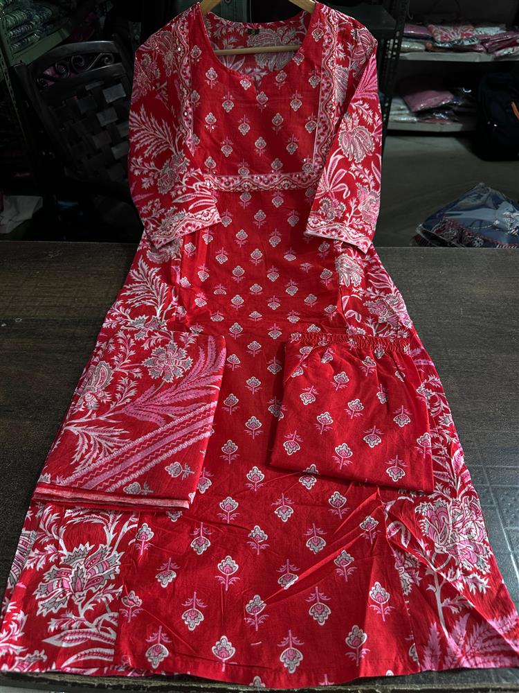 Cotton kurti pant dupatta setp