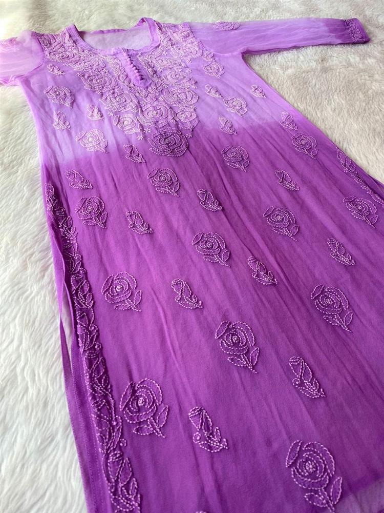 Chikankari Georgette Kurti With Sarara Dupatta Set