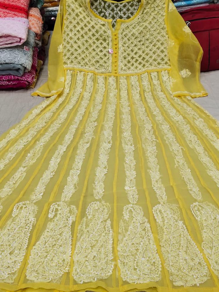 Chikankari Yog Anarkali Kurti 