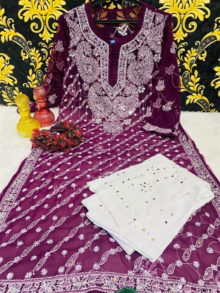 Chikankari Mirror Work Kurtis