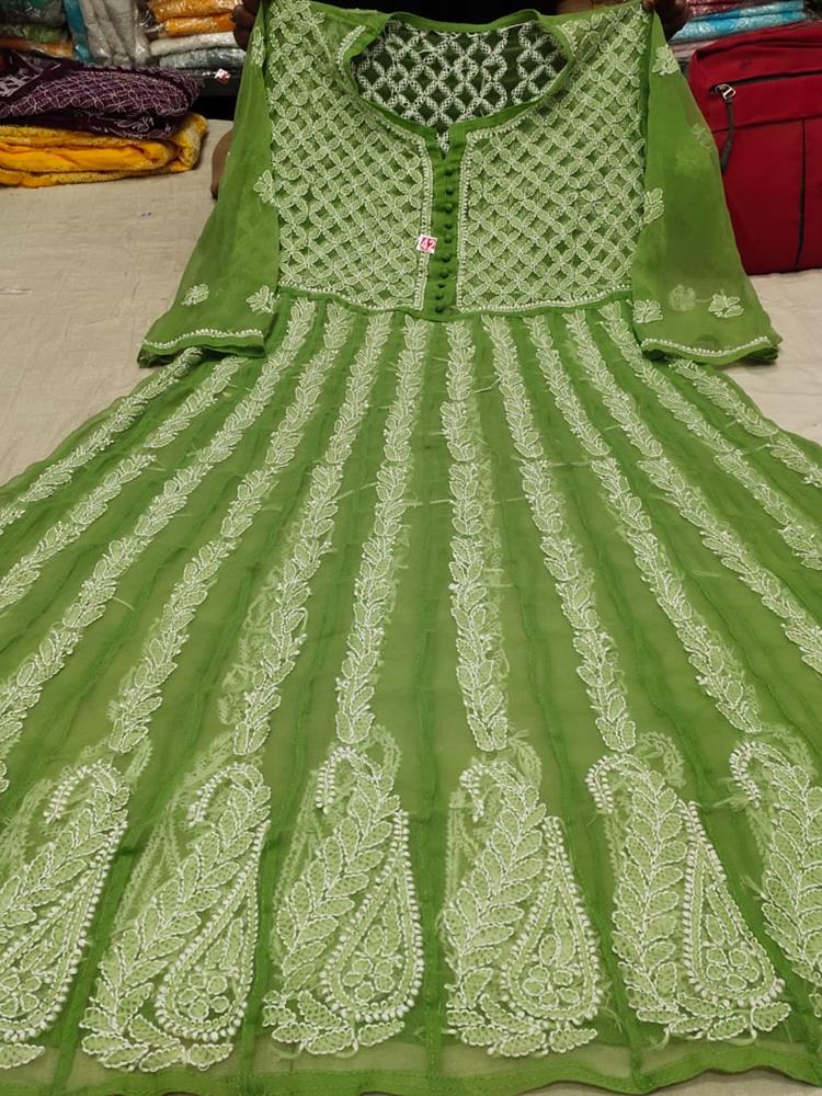 Chikankari Yog Anarkali Kurti 