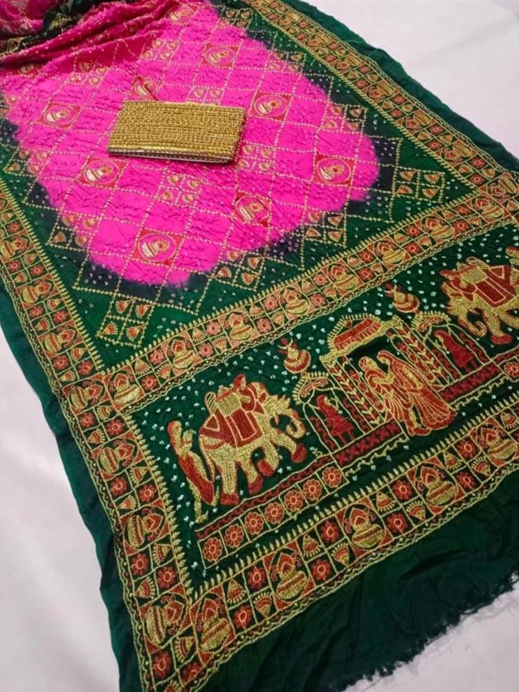 Bandhani with Work saree