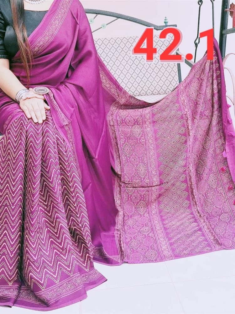 Ajrakh Hand Block saree