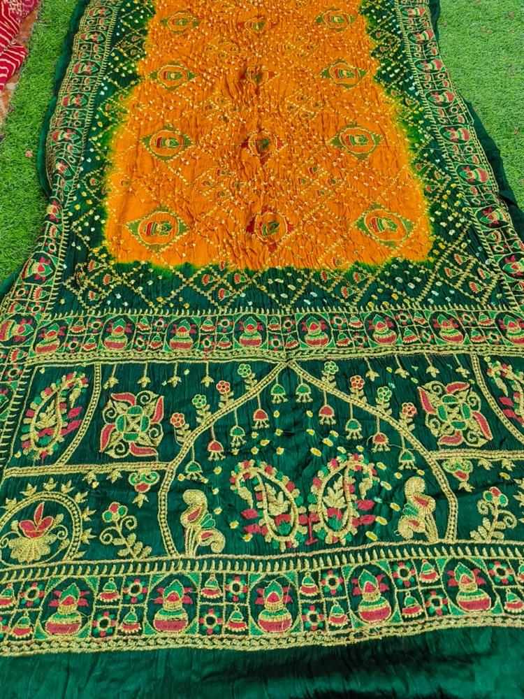 Semi gajji work Bandhani Saree