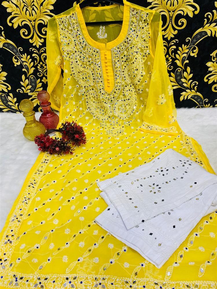 Chikankari Mirror Work Kurtis