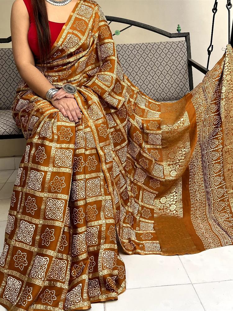 Modal Silk Ajarakh Saree