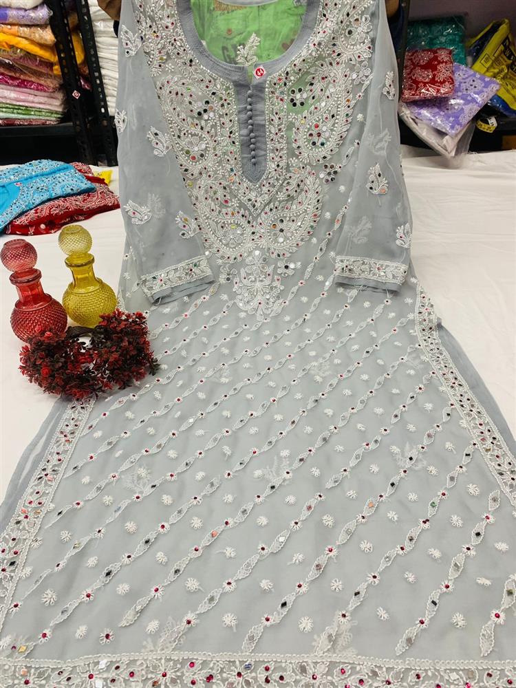Chikankari Mirror Work Kurtis