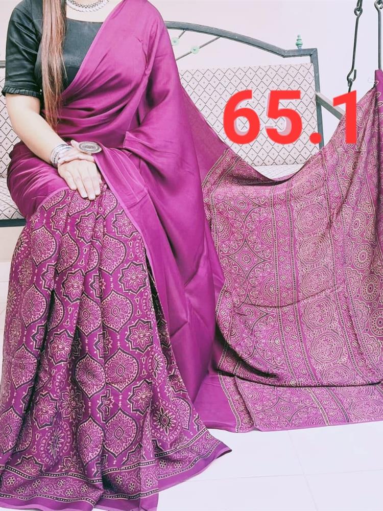 Ajrakh Hand Block saree