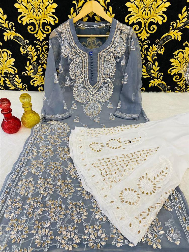 Chikankari Gottapati work with sarara