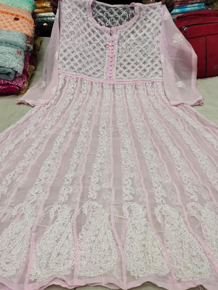 Chikankari Yog Anarkali Kurti 