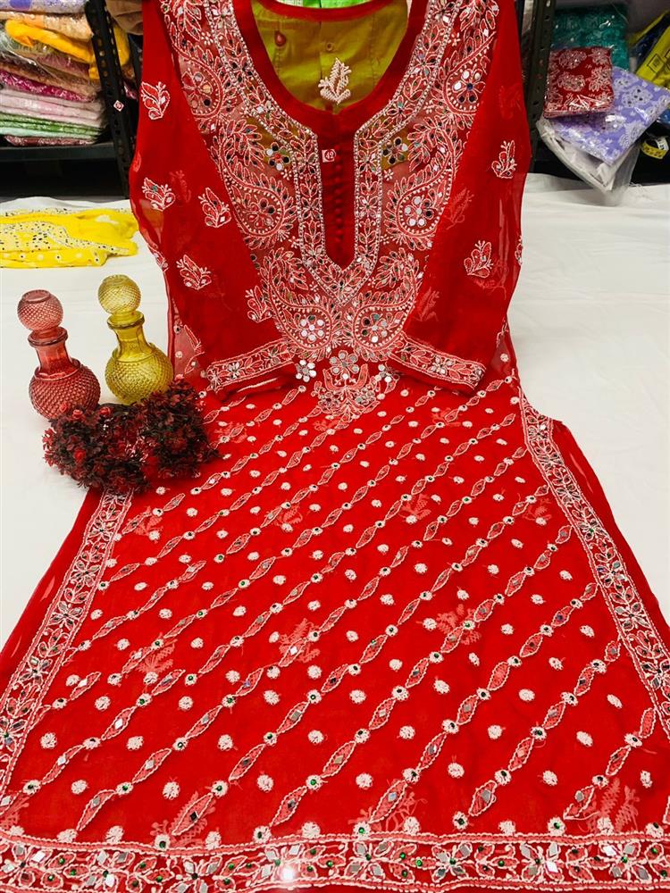 Chikankari Mirror Work Kurtis