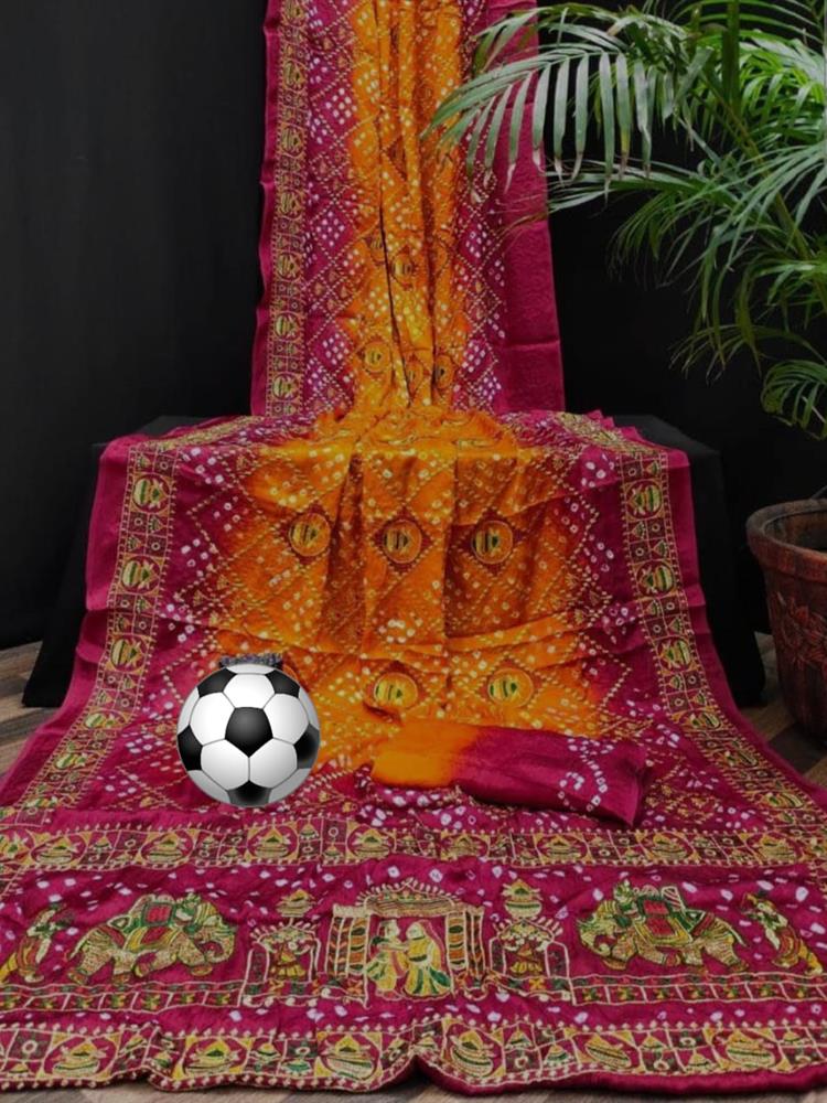 Bandhani with Work saree