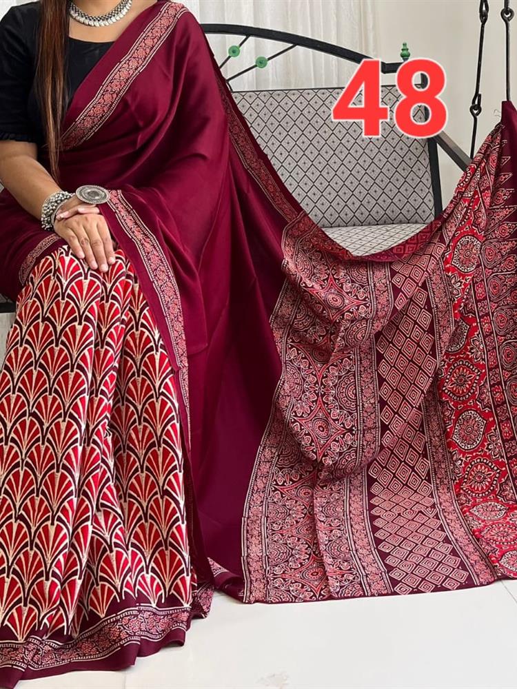 Ajrakh Hand Block saree