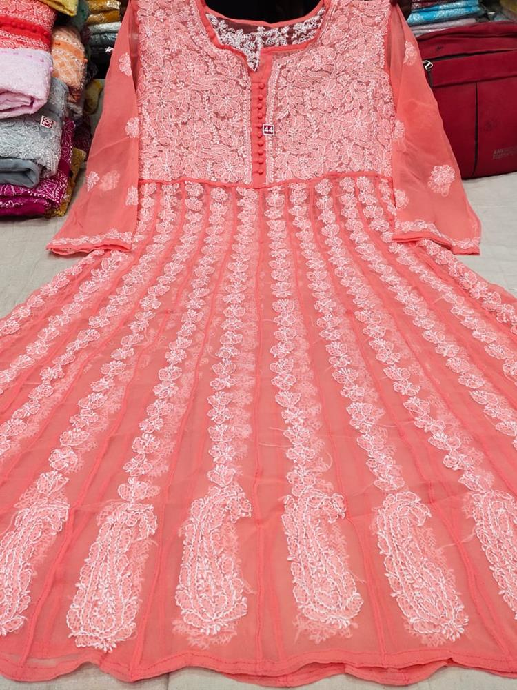 Chikankari Yog Anarkali Kurti 