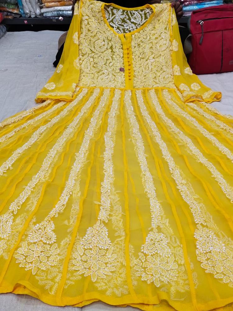 Chikankari Yog Anarkali Kurti 